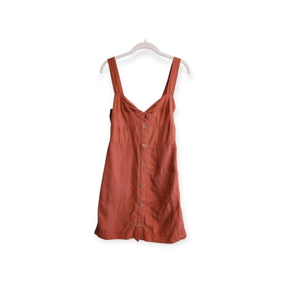 Maeve Rust Linen Blend Twist Front / Tie Back Minidress S - Picture 5 of 14